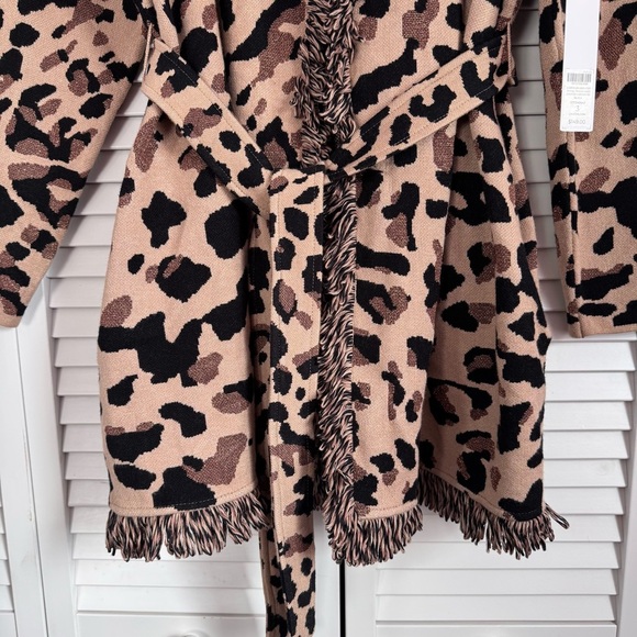 Chico’s Animal Print Fringe Cardigan Brown Metallic Mobwife Size 3 (XL/16) NWT - Picture 8 of 15